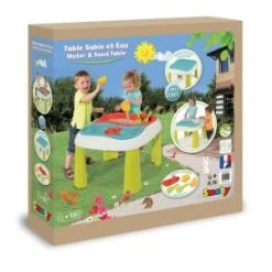 Smoby Table Eau-Jeu Plein Air Enfant-2 Amovibles + Couvercles-Accessoires De Plage-840110 Bac A Sable, 840110, Beige